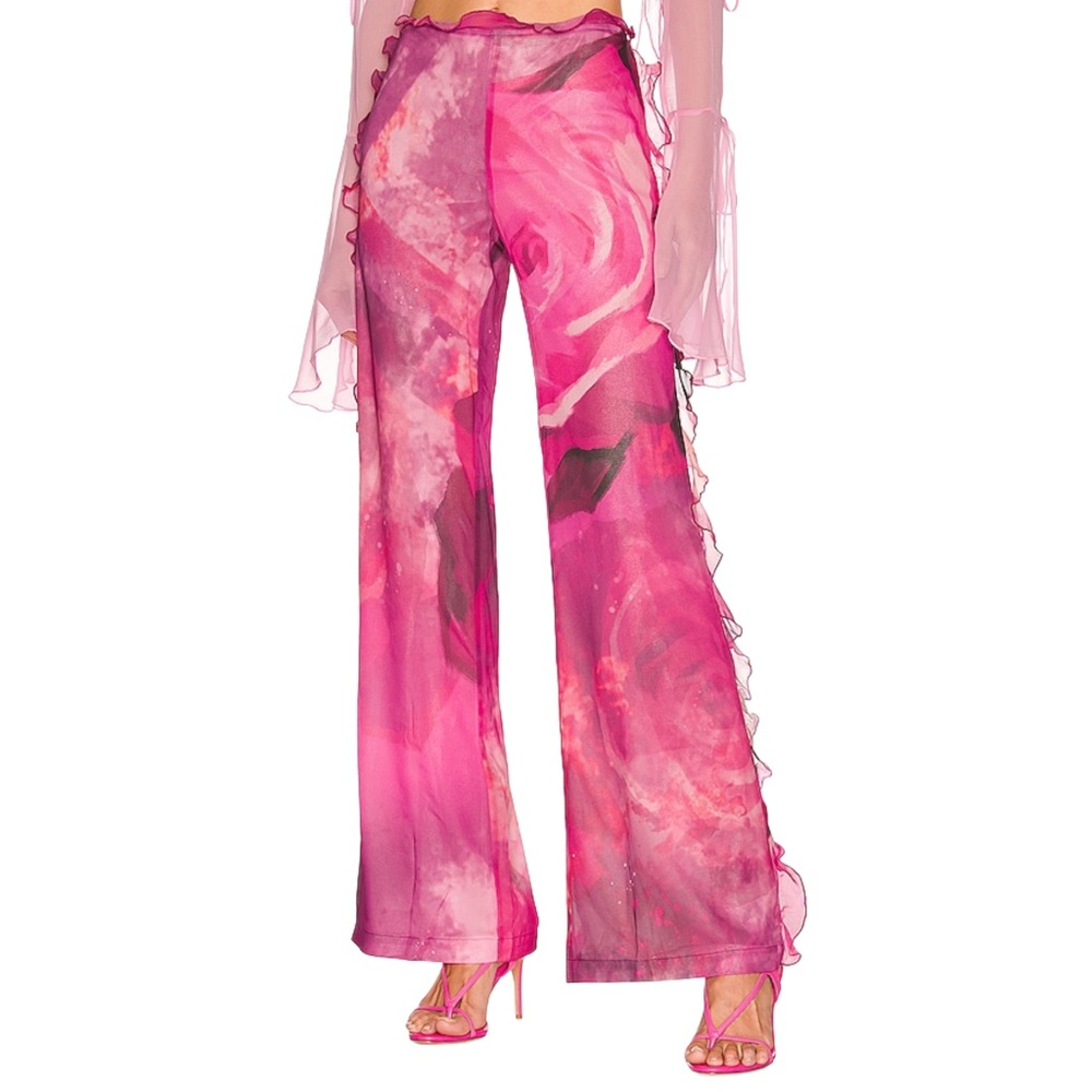 Elegant Pink Floral Women's Pants